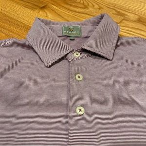 FENNEC Short Sleeve Purple White Striped Polo Golf Shirt Mens Small